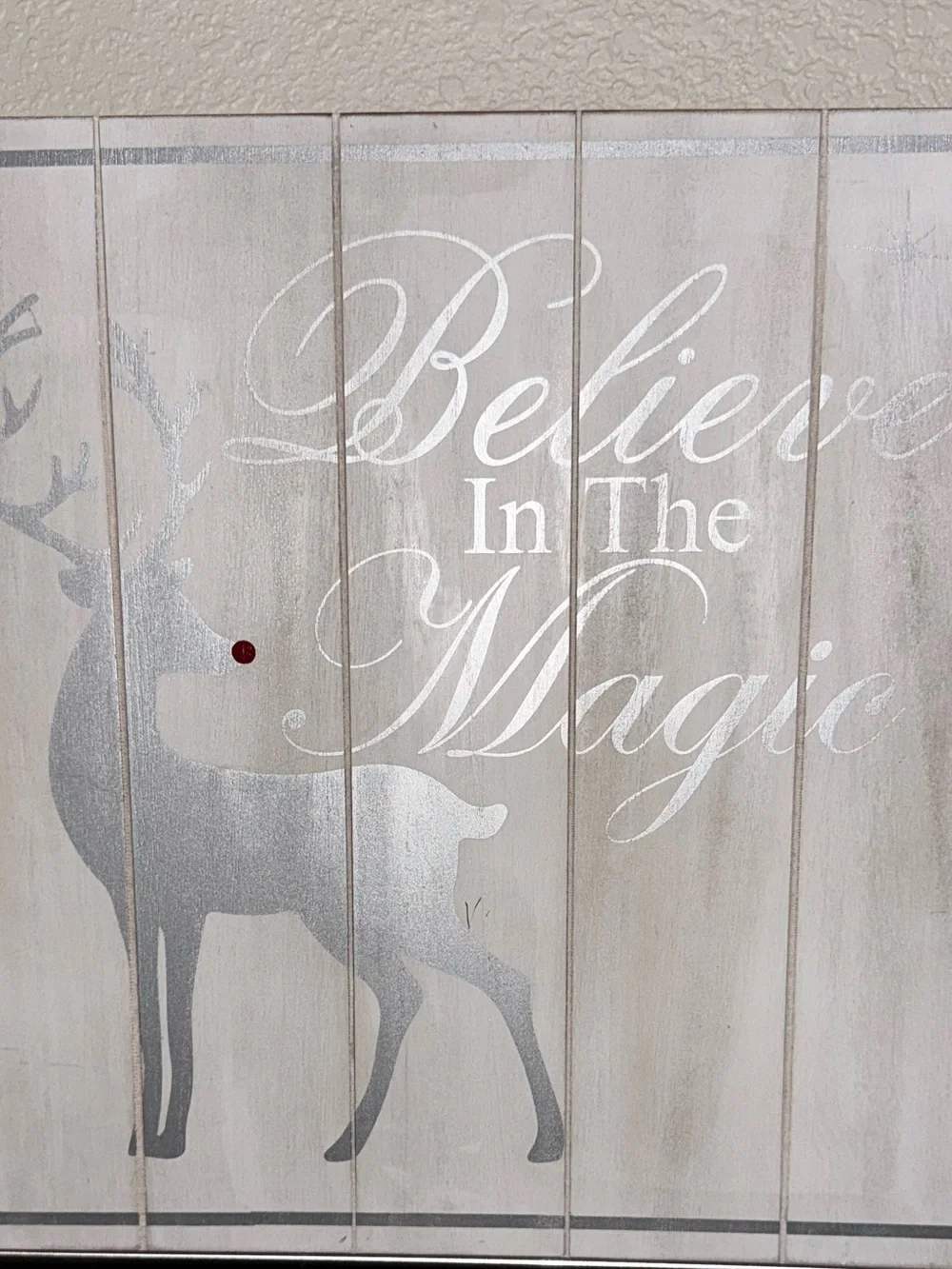 White and Silver 'Believe In The Magic' Reindeer Sign